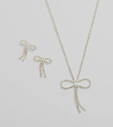 Adorably Glam Bow Necklace And Earrings Set